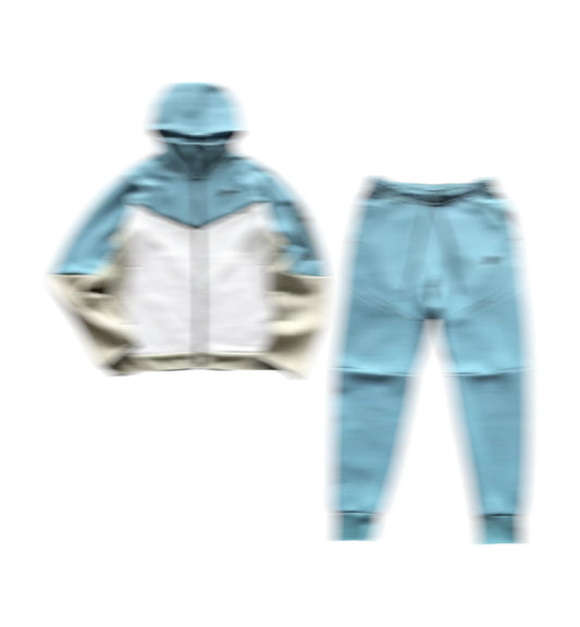 Mens Fleece Tracksuit - Sky Blue/White